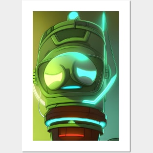 Neon robot Posters and Art